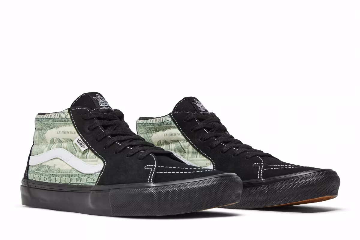 Supreme x Vans Skate Grosso Mid Dollar Bill - Black, view 9
