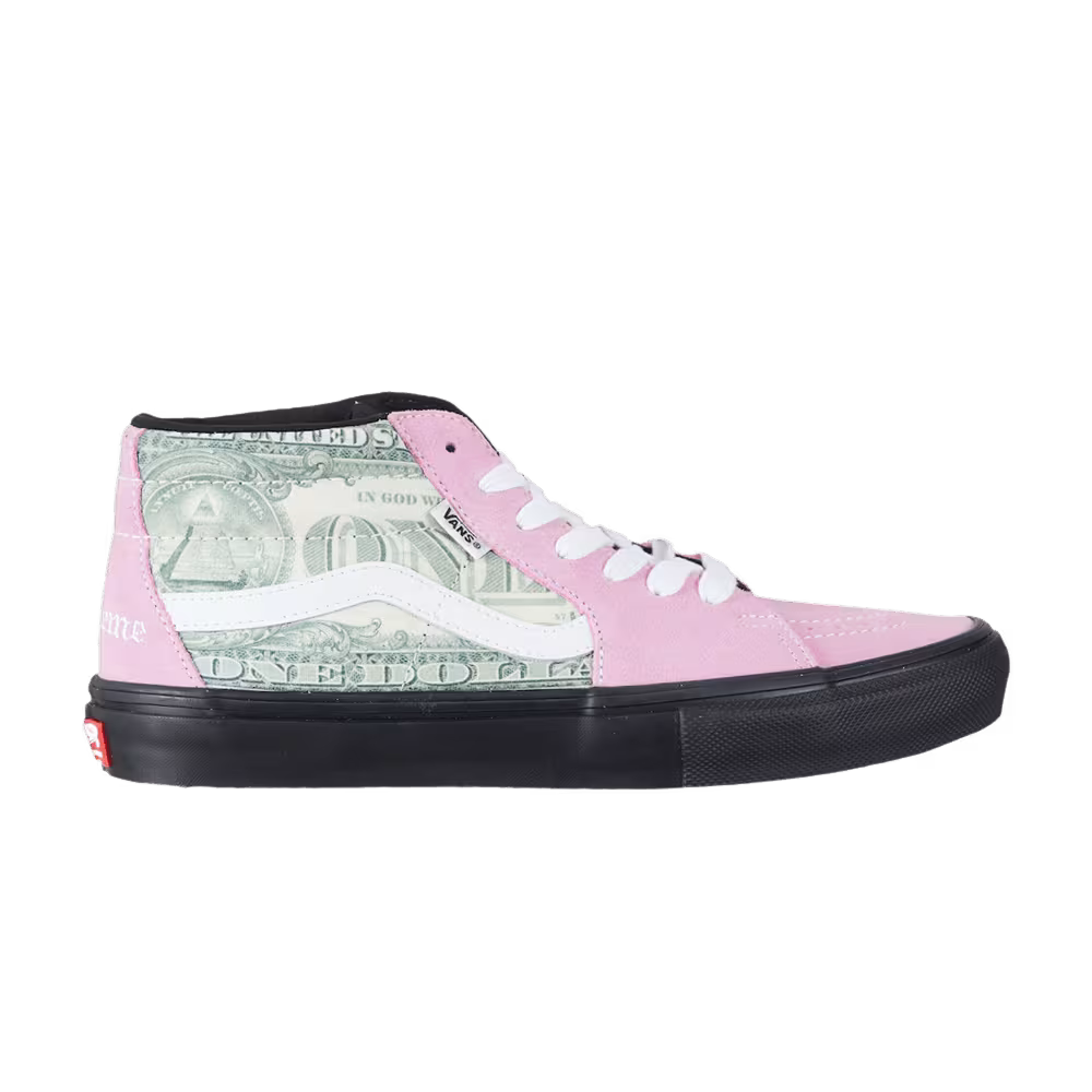 Supreme x Vans Skate Grosso Mid Dollar Bill - Pink
