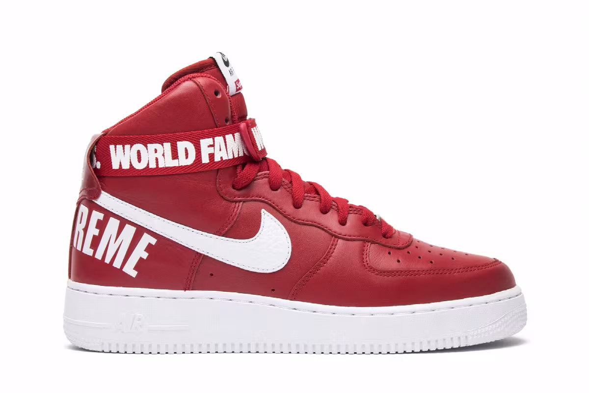 Supreme x Nike Air Force 1 High SP Red, view 2