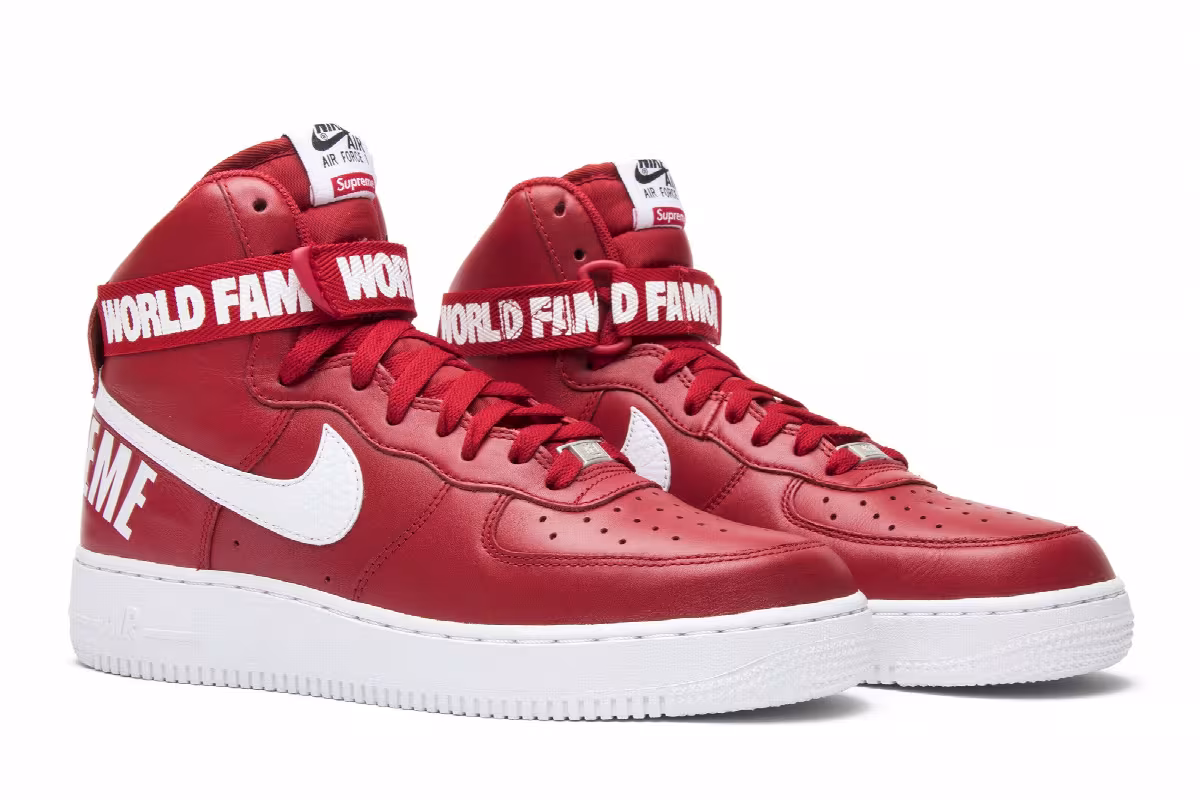 Supreme x Nike Air Force 1 High SP Red, view 9
