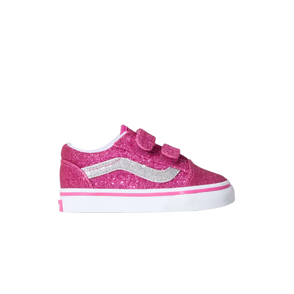 Vans Old Skool V Toddler Glitter Raspberry Rose Pink