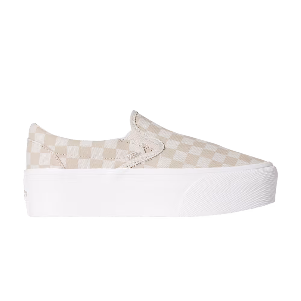 Vans Classic Slip-On Platform Checkerboard - Mushroom Brown