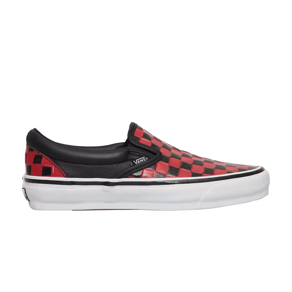 Vans Classic Slip-On 98 Vibram Leather Checkerboard - Black Racing Red