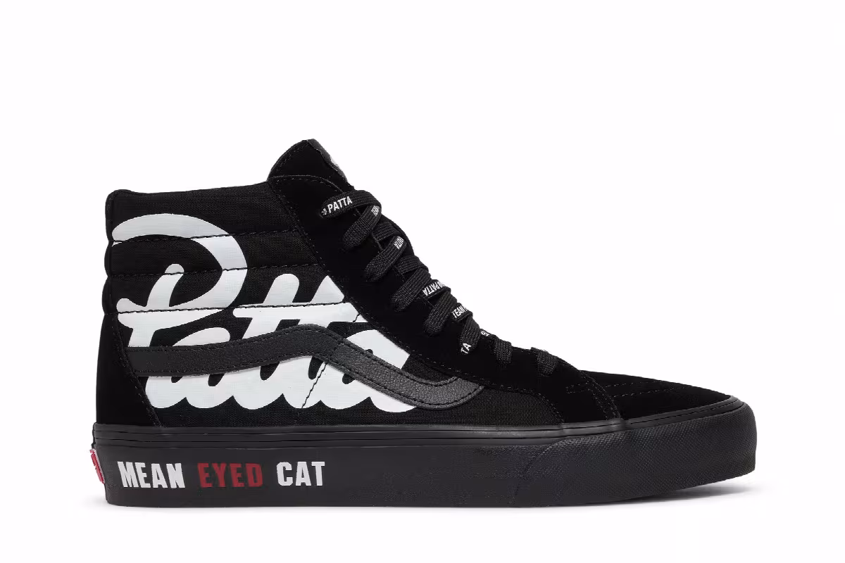 Patta x Vans Vault Sk8-Hi Reissue VLT LX Mean Eyed Cat - Black, view 2