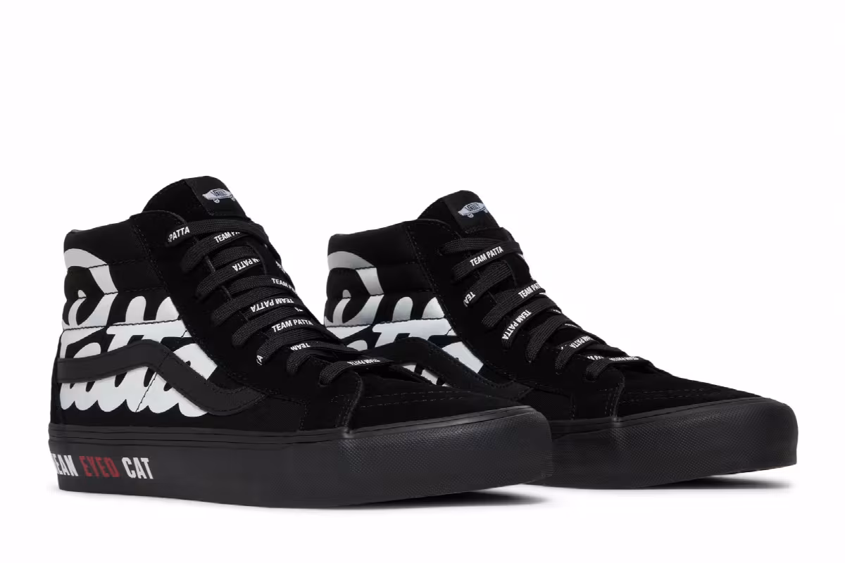 Patta x Vans Vault Sk8-Hi Reissue VLT LX Mean Eyed Cat - Black, view 9