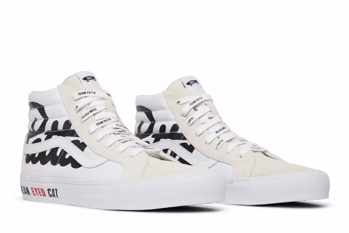 Patta x Vans Vault Sk8-Hi Reissue VLT LX Mean Eyed Cat - White, view 9