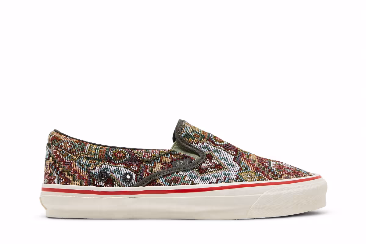 Nigel Cabourn x Vans OG Classic Slip-On LX Carpet Green Mix, view 2