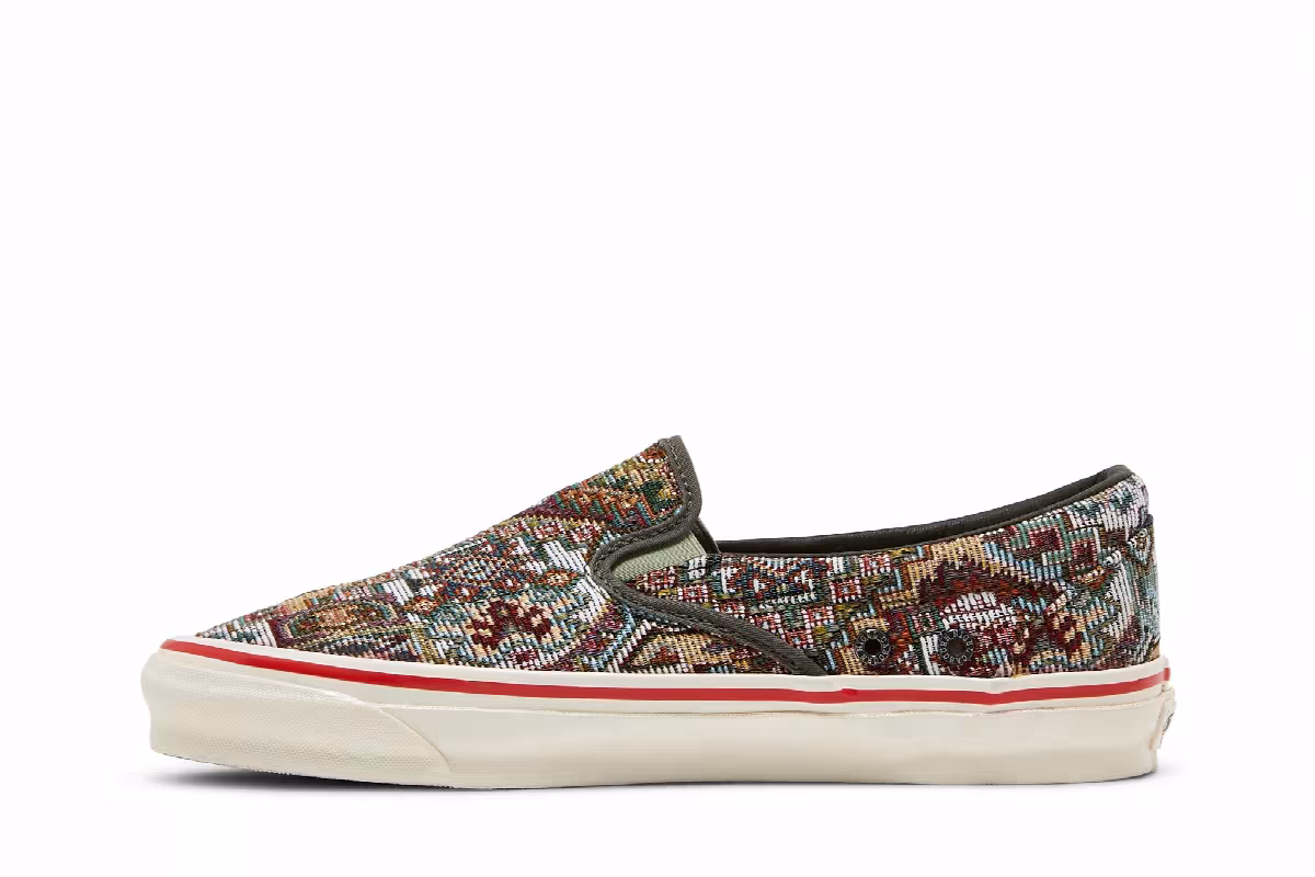 Nigel Cabourn x Vans OG Classic Slip-On LX Carpet Green Mix, view 4