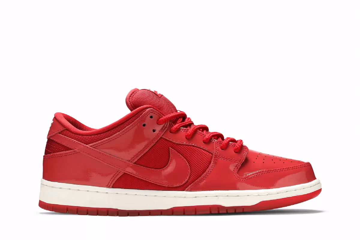 Nike Dunk Low Pro SB Red Patent Leather, view 2