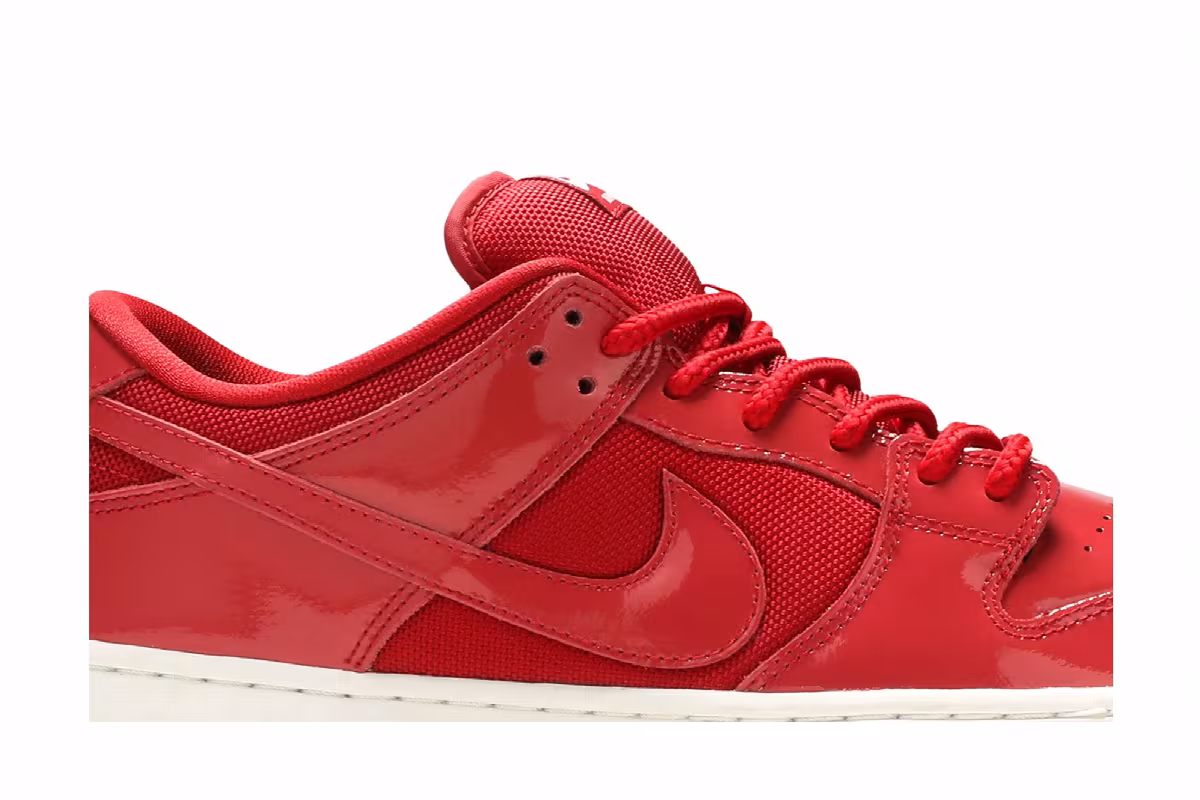 Nike Dunk Low Pro SB Red Patent Leather, view 3