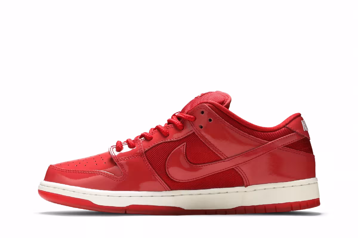 Nike Dunk Low Pro SB Red Patent Leather, view 4