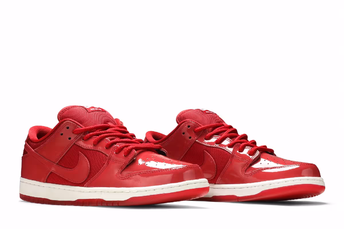Nike Dunk Low Pro SB Red Patent Leather, view 9