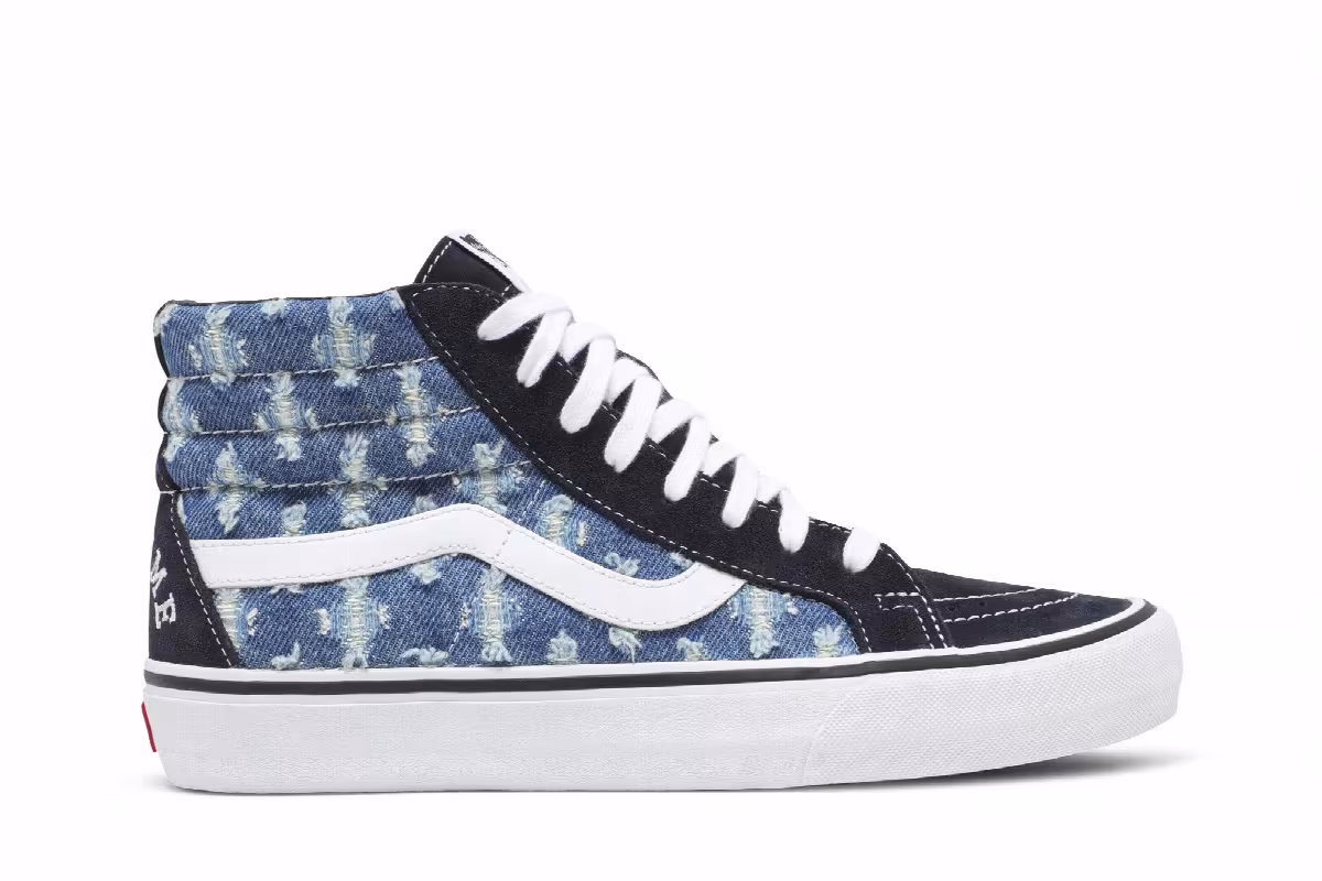 Supreme x Vans Sk8-Hi Blue Hole Punch Denim, view 2