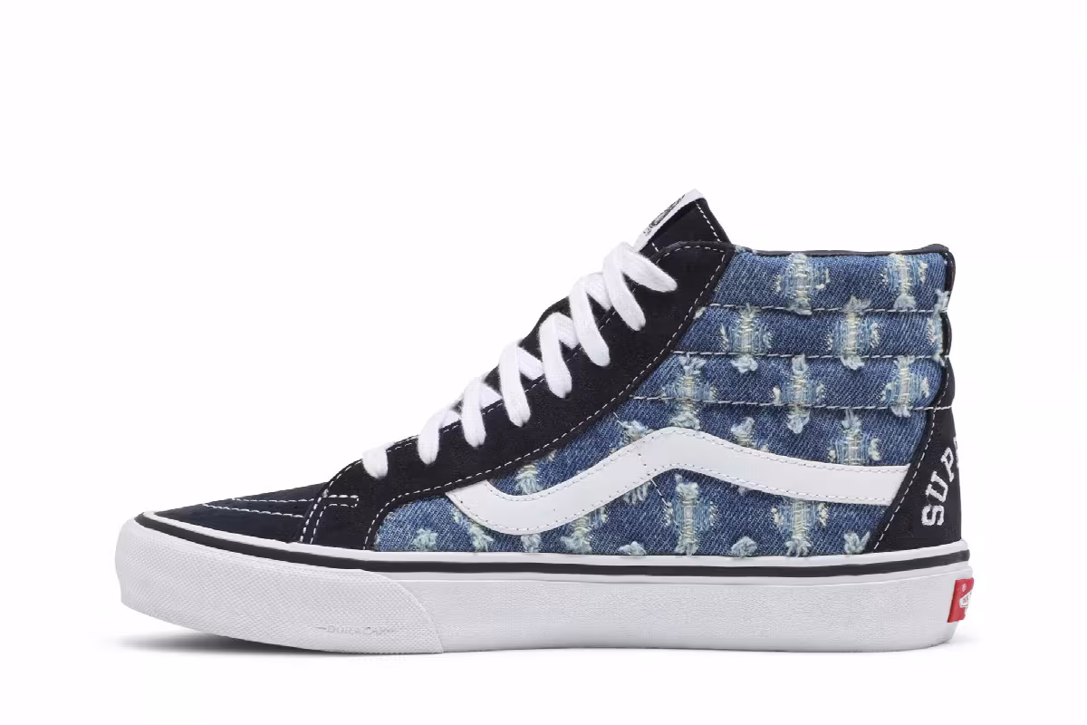 Supreme x Vans Sk8-Hi Blue Hole Punch Denim, view 4
