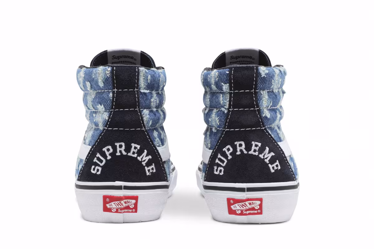 Supreme x Vans Sk8-Hi Blue Hole Punch Denim, view 7
