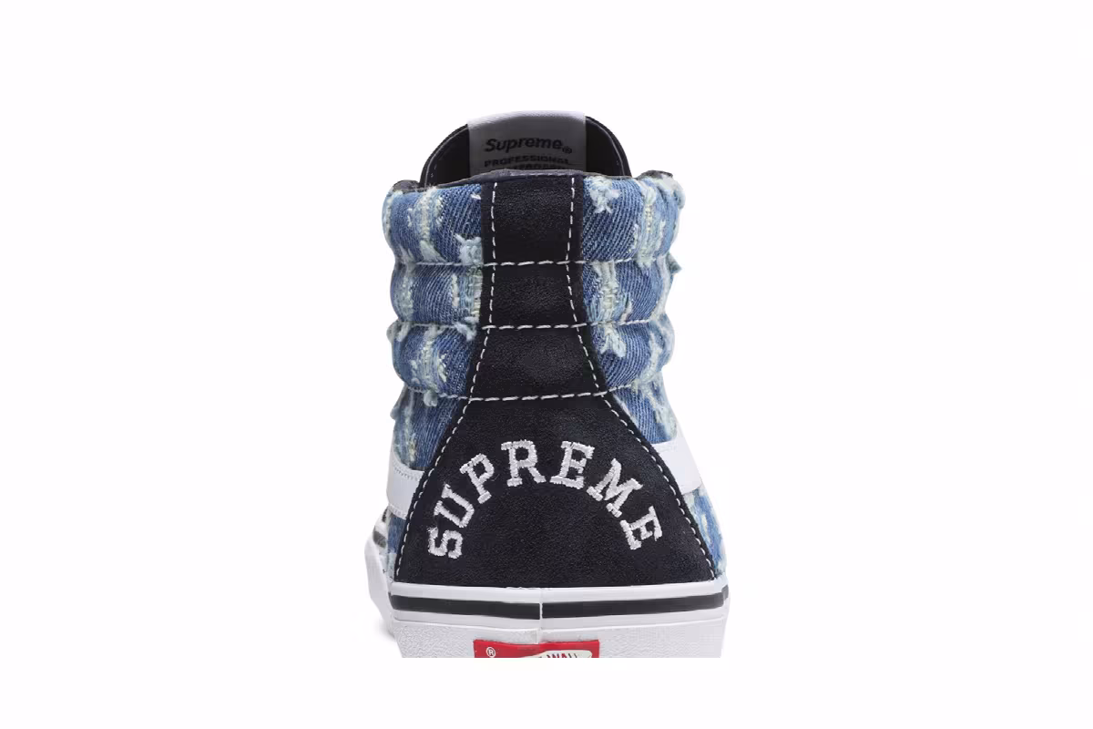 Supreme x Vans Sk8-Hi Blue Hole Punch Denim, view 8