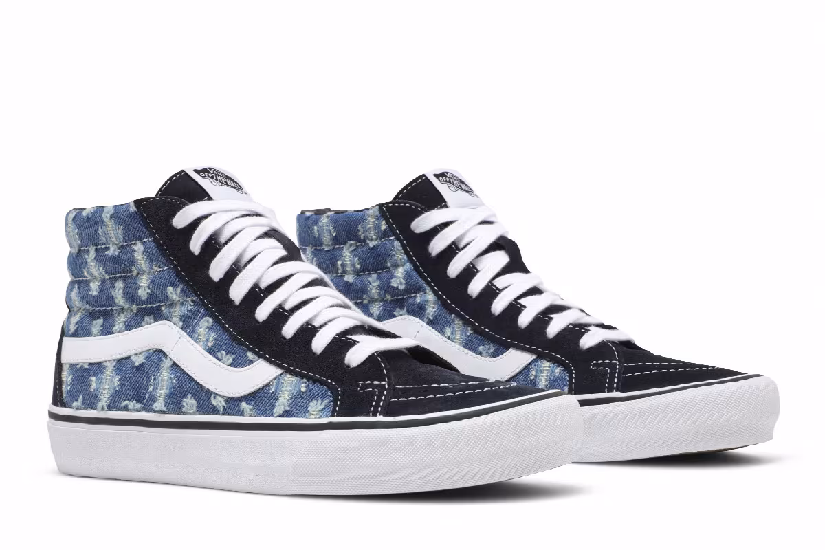 Supreme x Vans Sk8-Hi Blue Hole Punch Denim, view 9