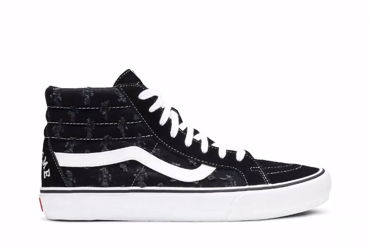 Supreme x Vans Sk8-Hi Black Hole Punch Denim, view 2