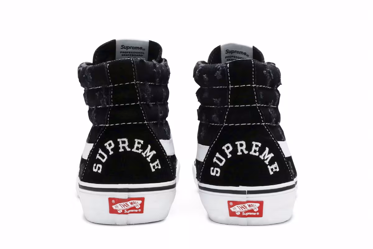 Supreme x Vans Sk8-Hi Black Hole Punch Denim, view 7