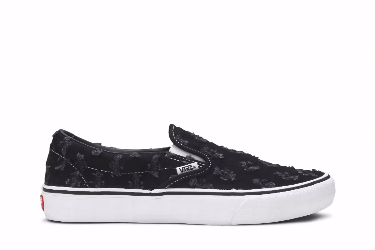 Supreme x Vans Slip-On Black Hole Punch Denim, view 2