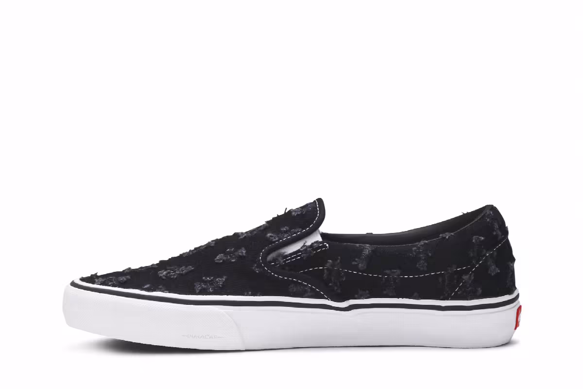 Supreme x Vans Slip-On Black Hole Punch Denim, view 4