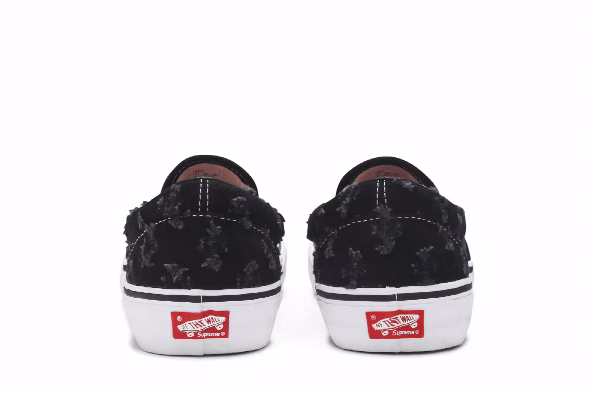 Supreme x Vans Slip-On Black Hole Punch Denim, view 7