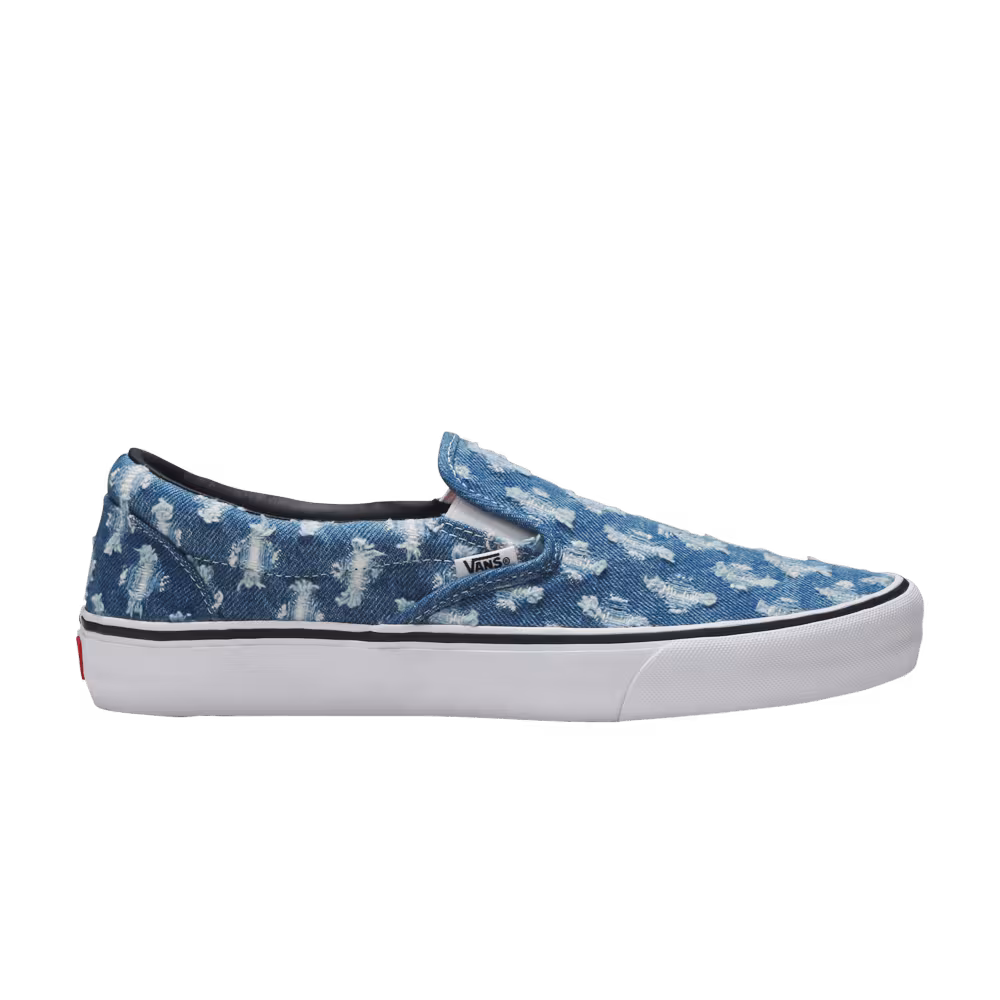 Supreme x Vans Slip-On Blue Hole Punch Denim