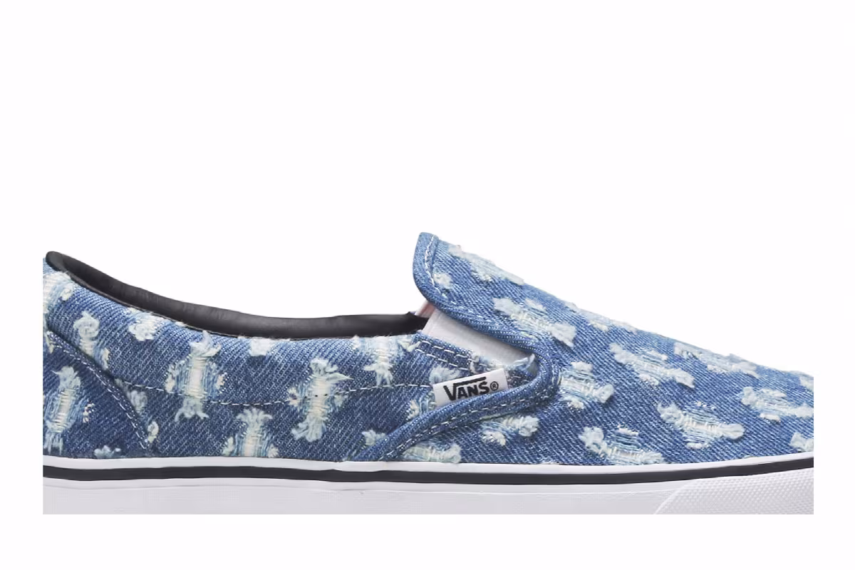 Supreme x Vans Slip-On Blue Hole Punch Denim, view 3