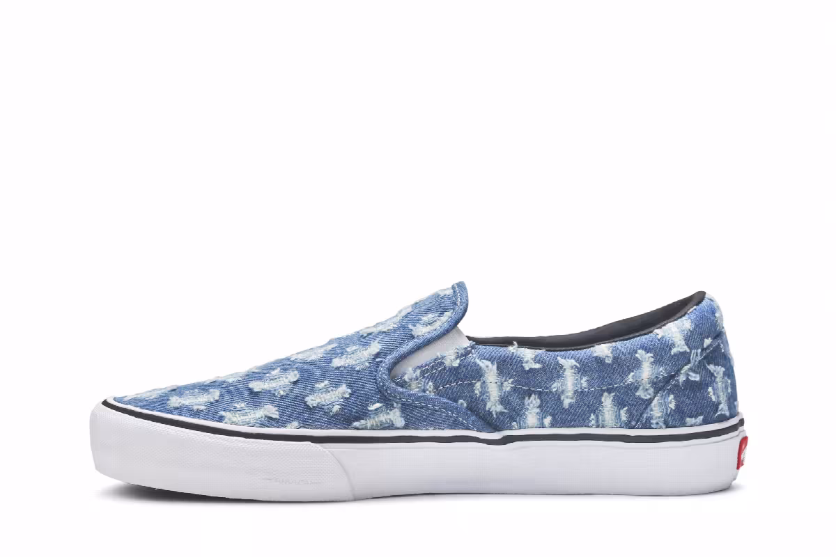 Supreme x Vans Slip-On Blue Hole Punch Denim, view 4