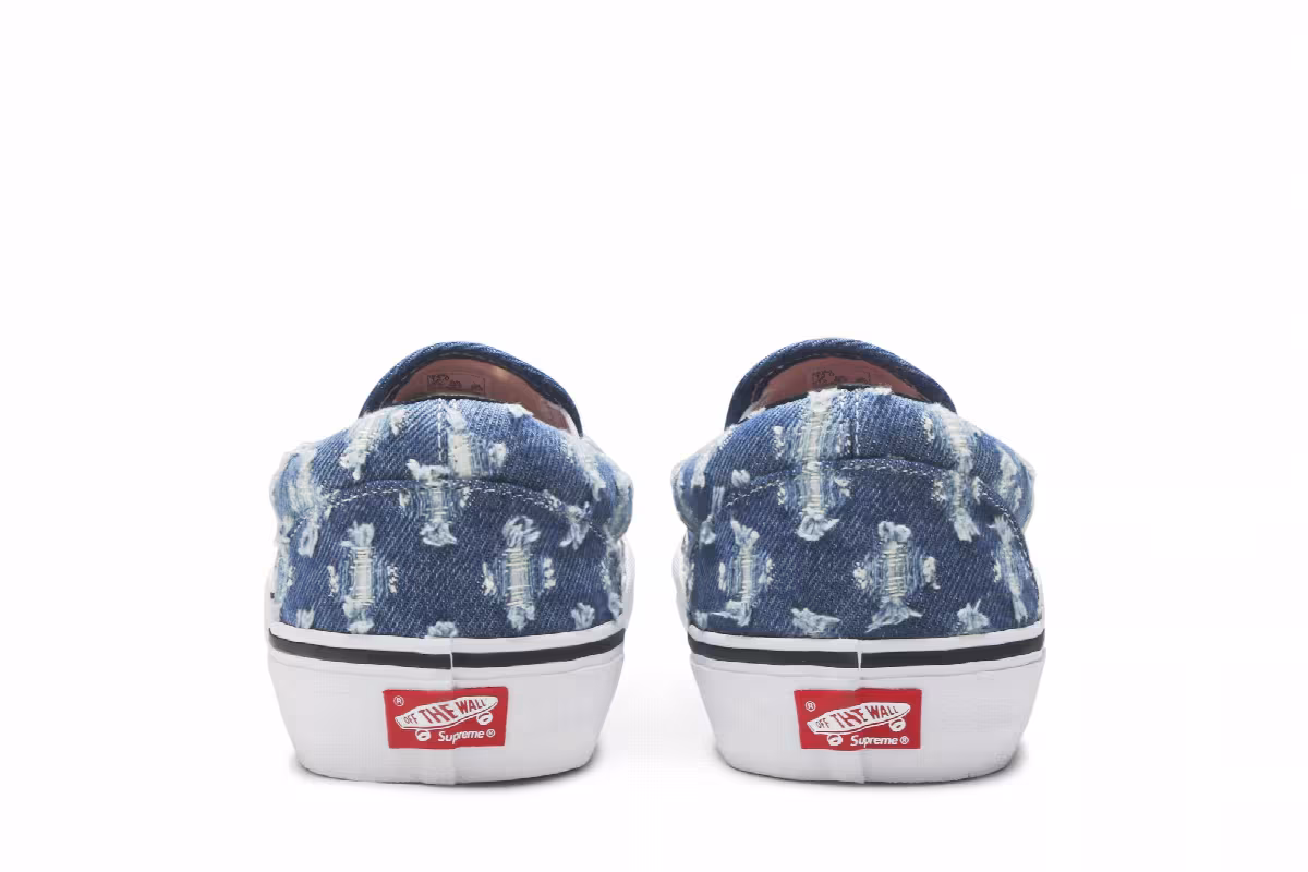 Supreme x Vans Slip-On Blue Hole Punch Denim, view 7
