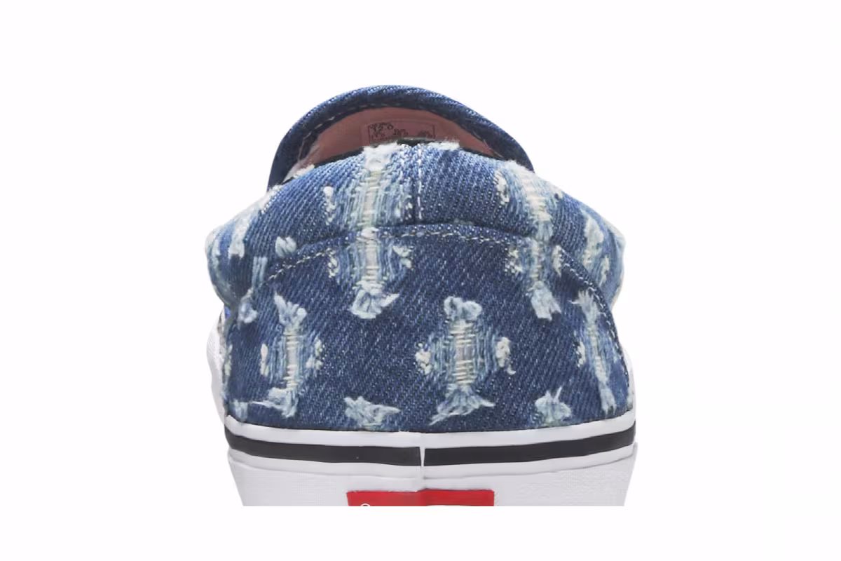 Supreme x Vans Slip-On Blue Hole Punch Denim, view 8