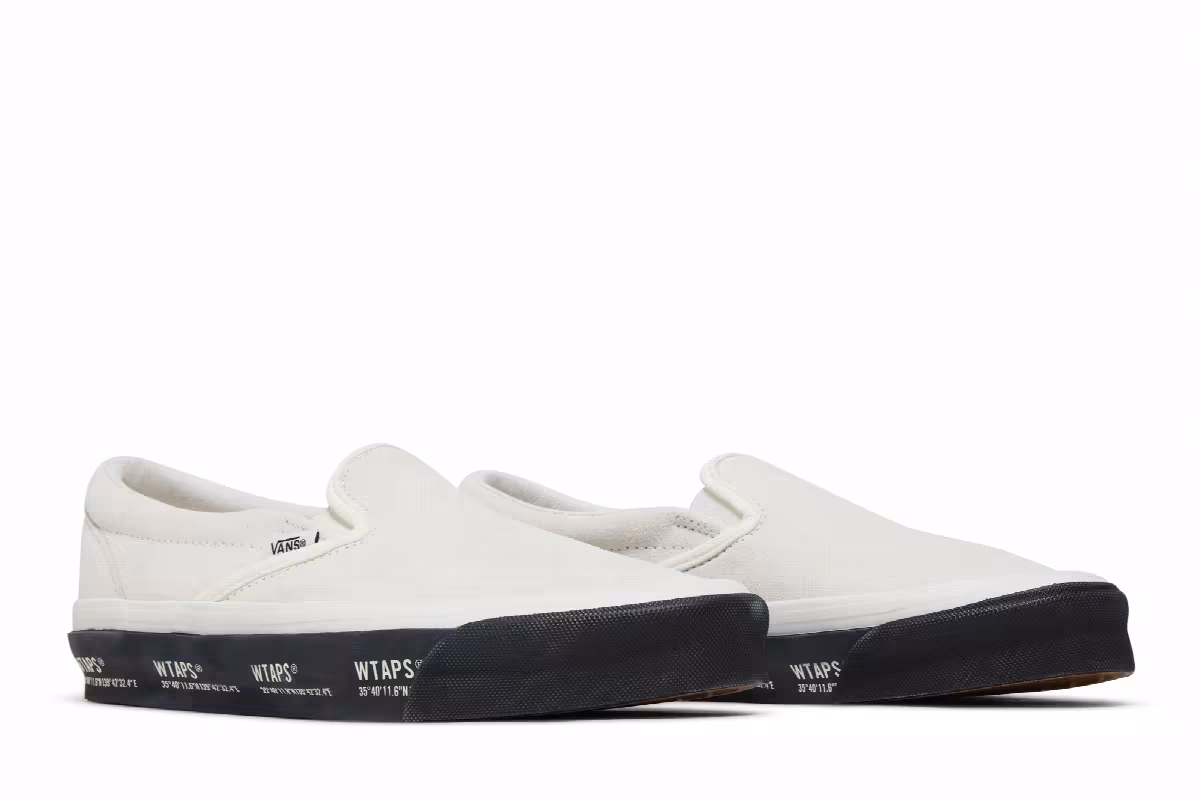 Vans WTAPS x Classic Slip-On LX White Black, view 9