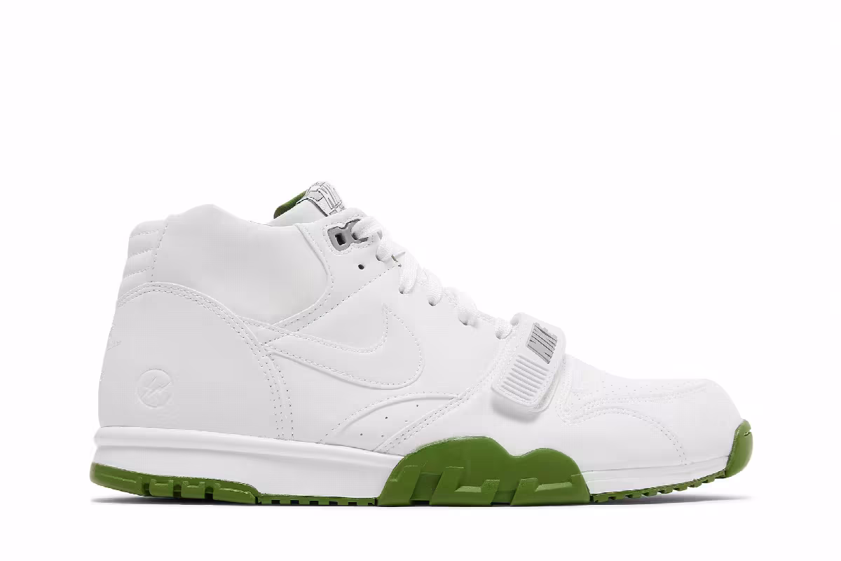 Fragment Design x Nike Air Trainer 1 Mid SP White Chlorophyll, view 2