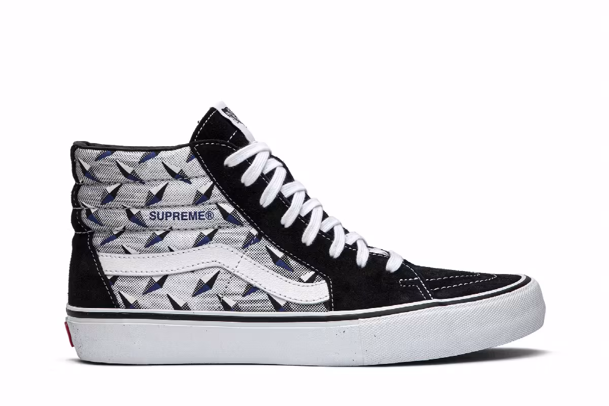 Supreme x Vans Sk8-Hi Pro Diamond Plate Black Grey, view 2