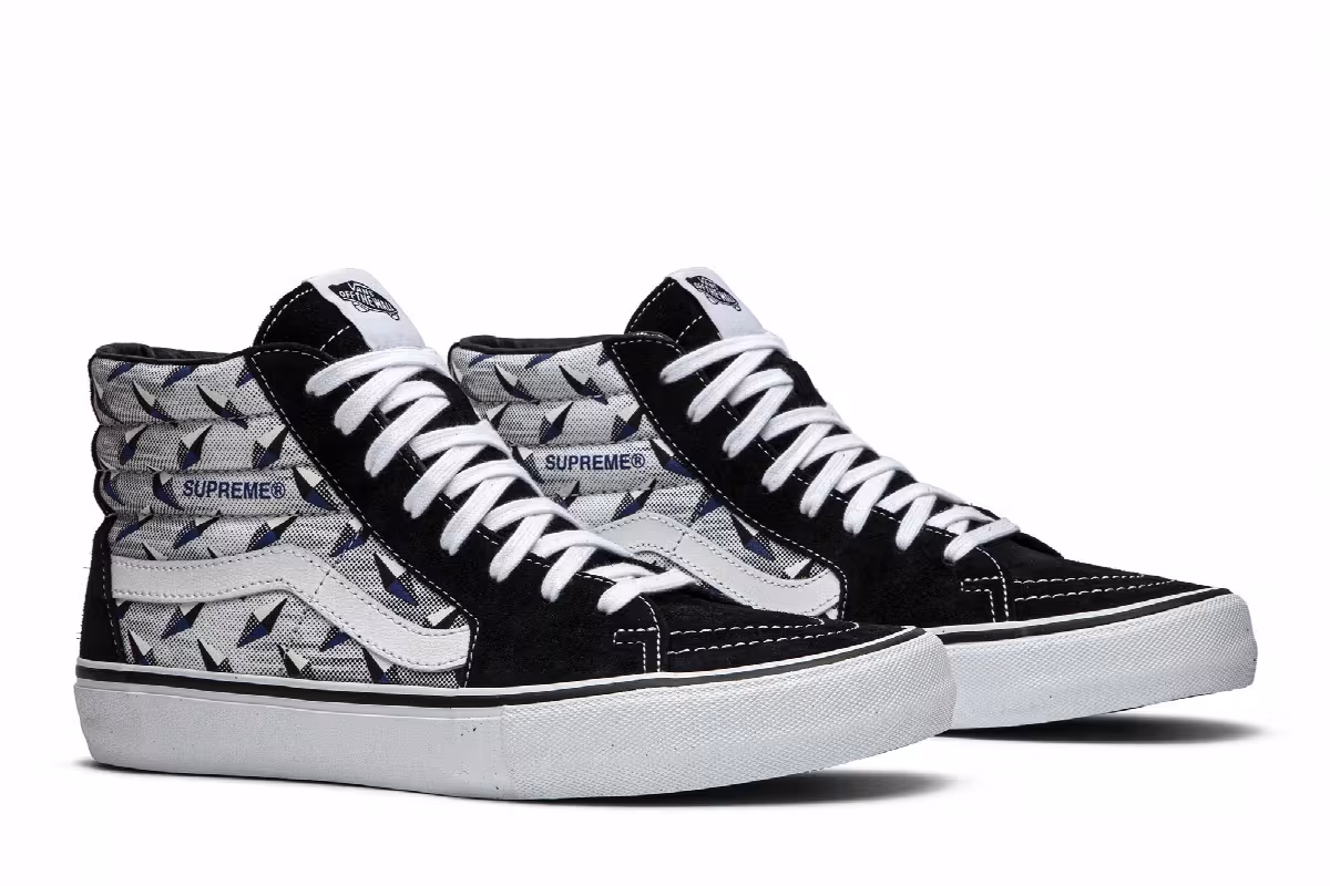 Supreme x Vans Sk8-Hi Pro Diamond Plate Black Grey, view 9