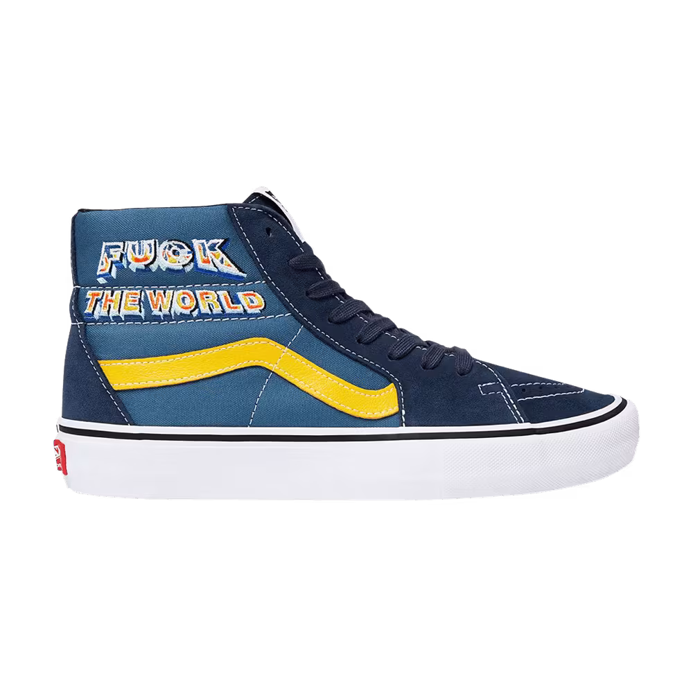 Vans Supreme x Sk8 Hi Fuck The World - Navy