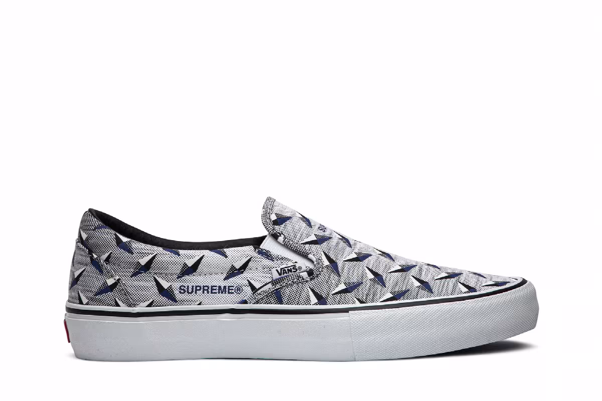 Supreme x Vans Classic Slip-On Pro Diamond Plate White, view 2