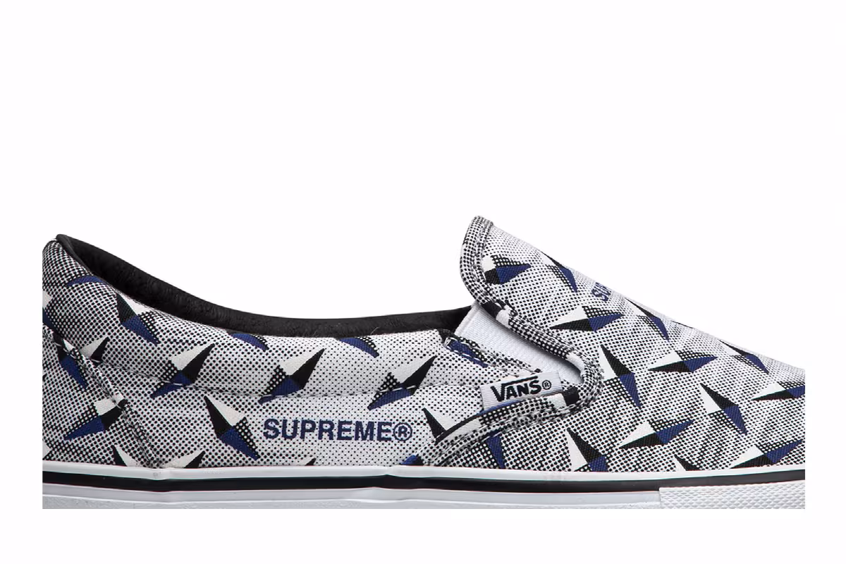 Supreme x Vans Classic Slip-On Pro Diamond Plate White, view 3