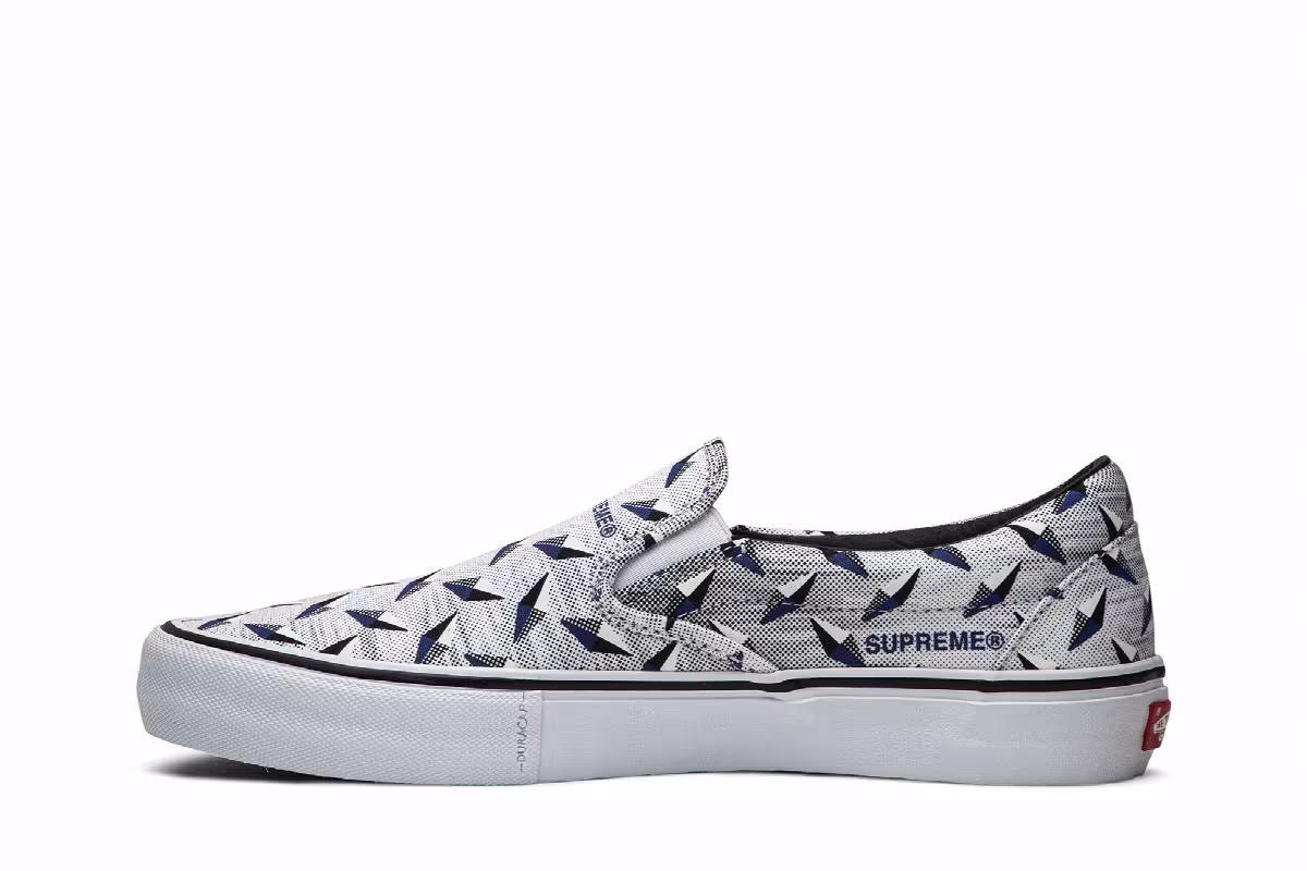 Supreme x Vans Classic Slip-On Pro Diamond Plate White, view 4