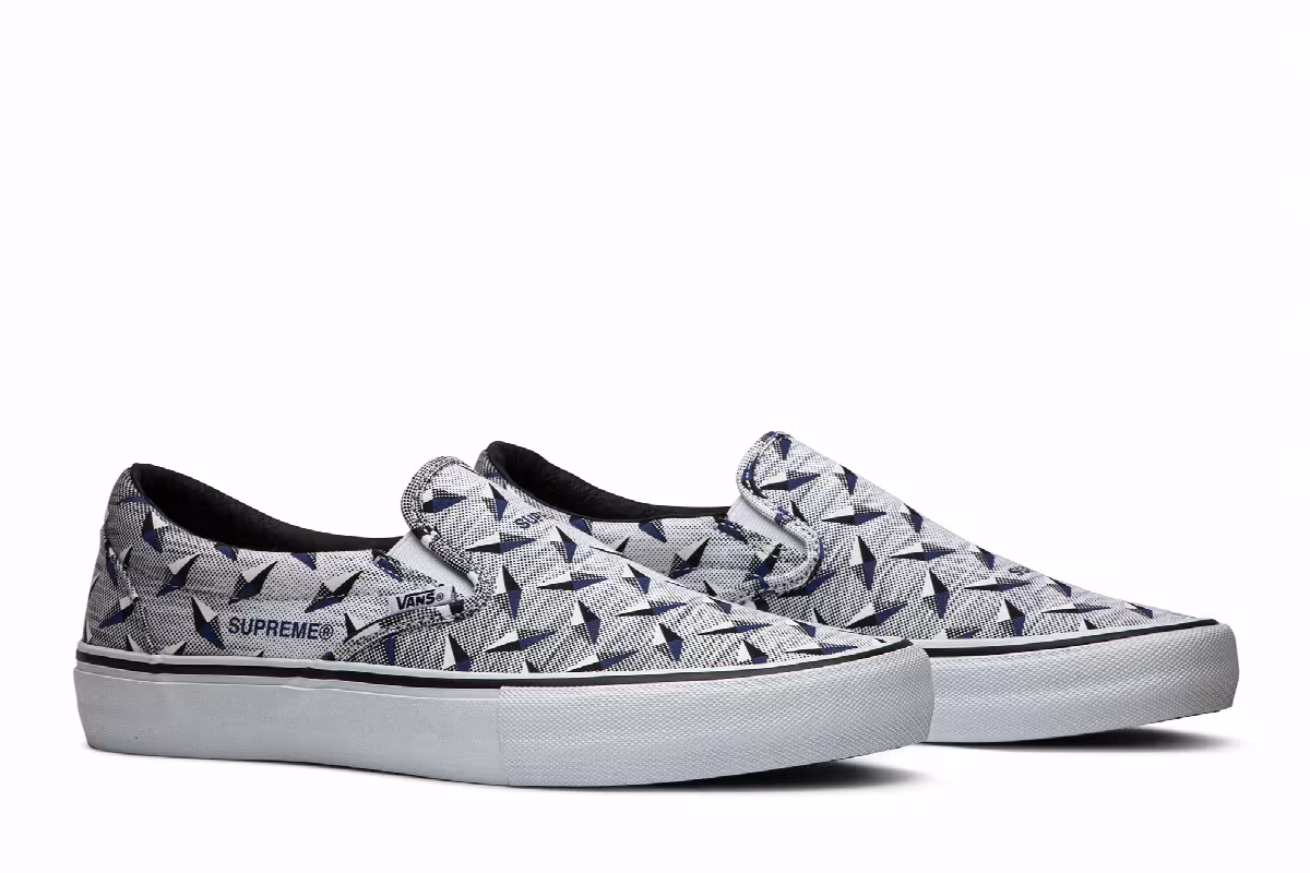 Supreme x Vans Classic Slip-On Pro Diamond Plate White, view 9