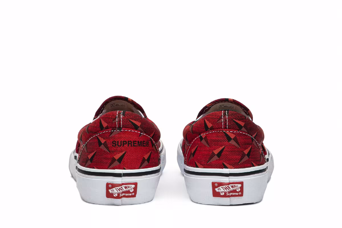 Vans Supreme x Classic Slip-On Pro Diamond Plate Red, view 7