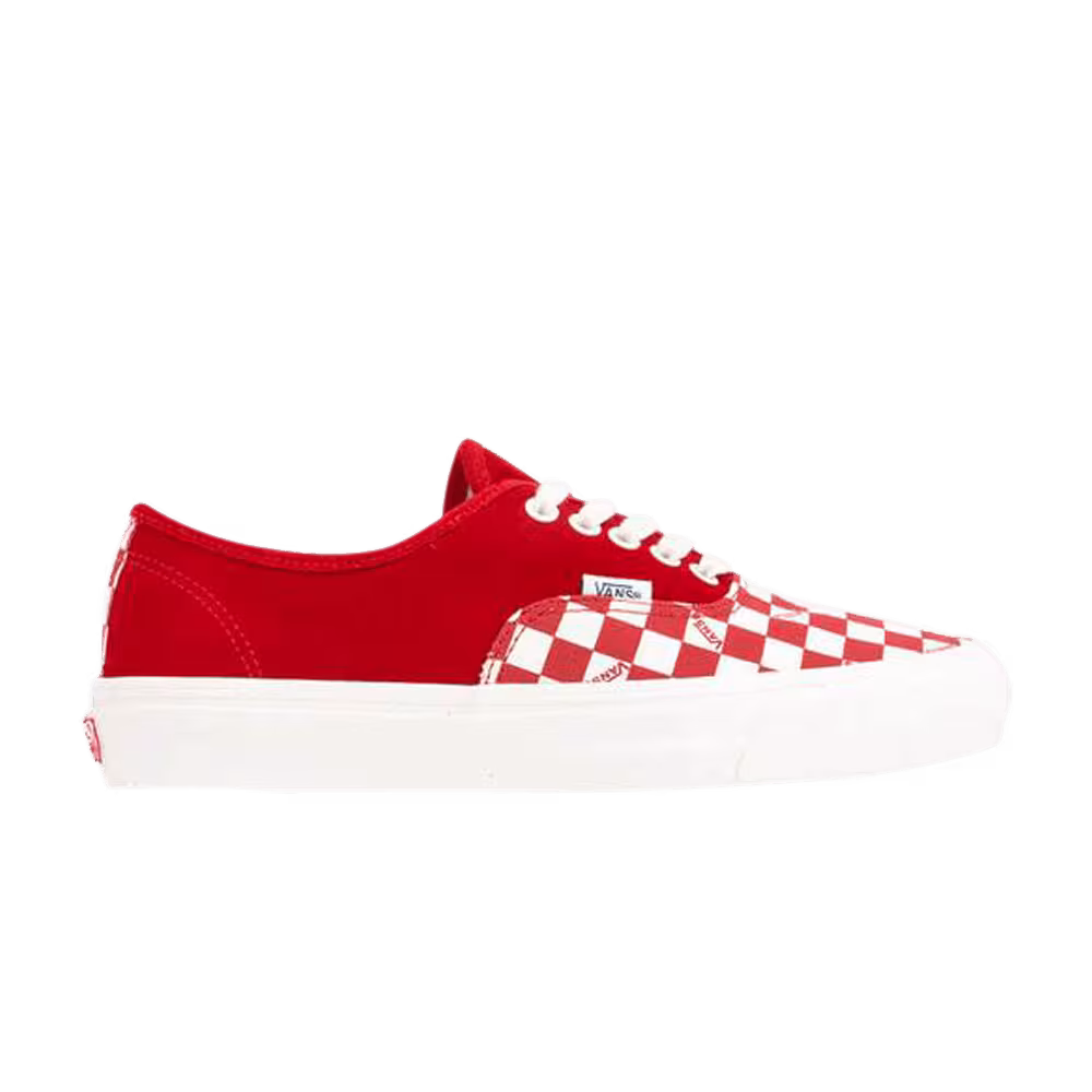 Vans OG Authentic LX Racing Red Checkerboard Toe