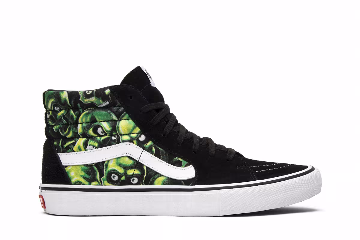 Supreme x Vans Sk8-Hi Glow-In-The-Dark Skull Pile, view 2