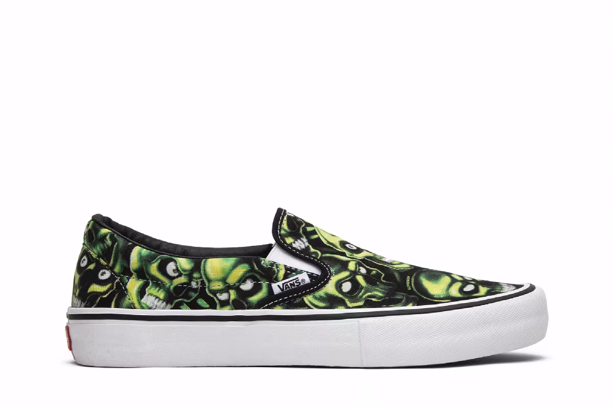 Supreme x Vans Slip-On Glow-In-The-Dark Skull Pile, view 2