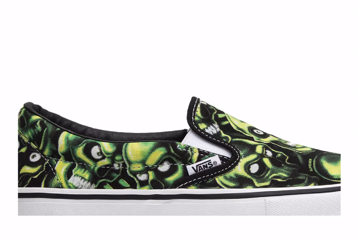 Supreme x Vans Slip-On Glow-In-The-Dark Skull Pile, view 3