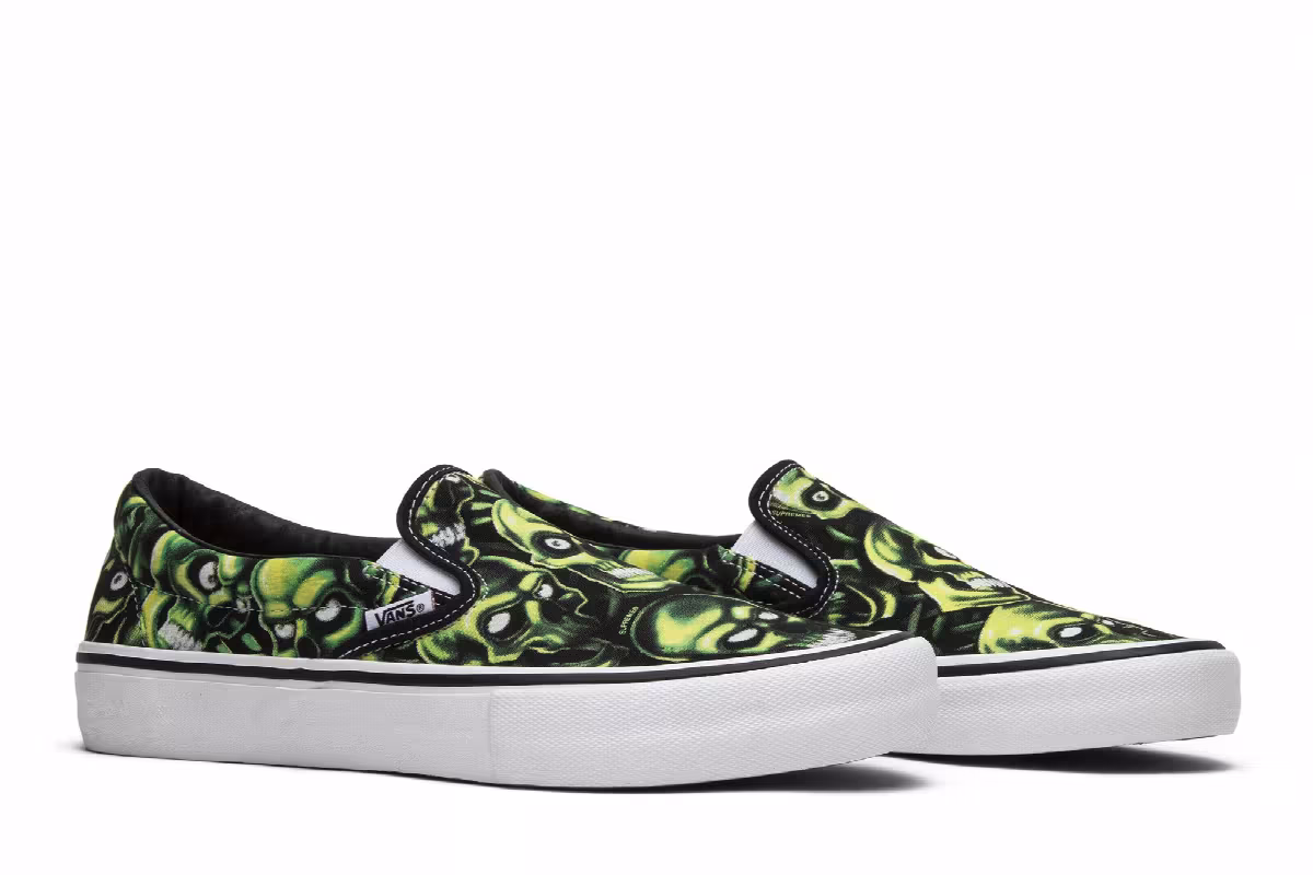 Supreme x Vans Slip-On Glow-In-The-Dark Skull Pile, view 9