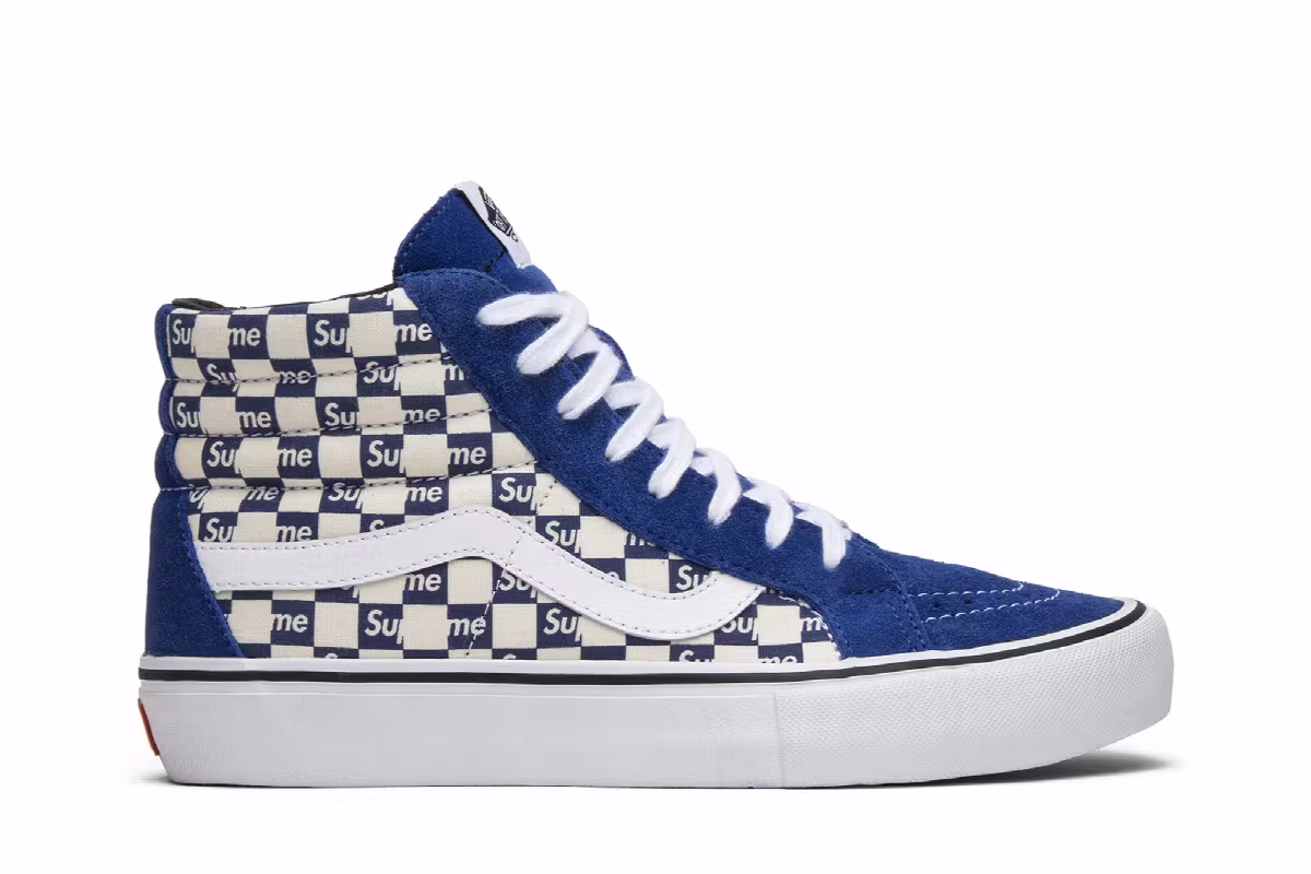 Supreme x Vans Sk8-Hi Pro Checkered Blue, view 2