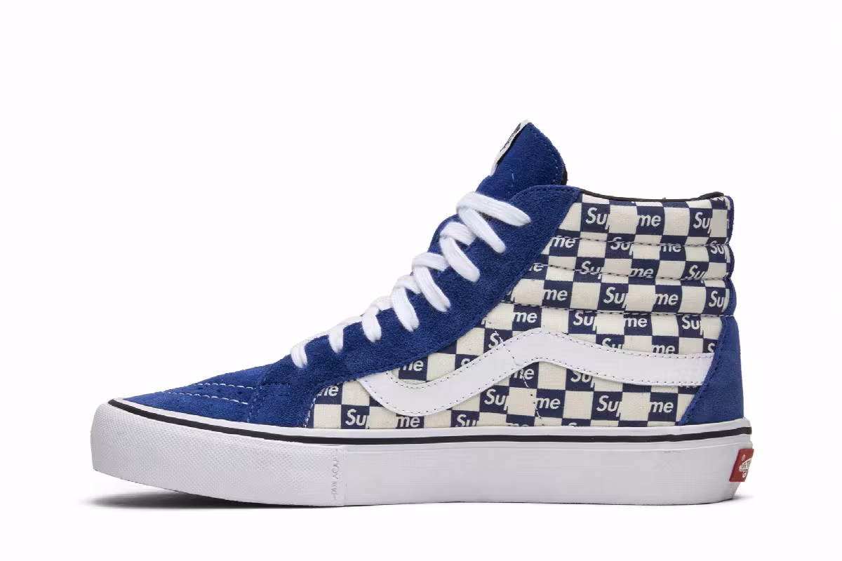 Supreme x Vans Sk8-Hi Pro Checkered Blue, view 4