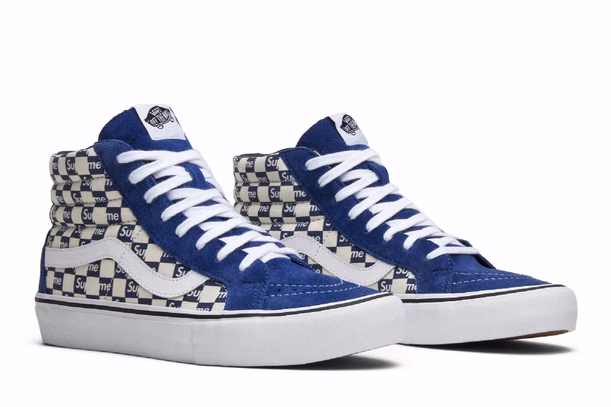 Supreme x Vans Sk8-Hi Pro Checkered Blue, view 9