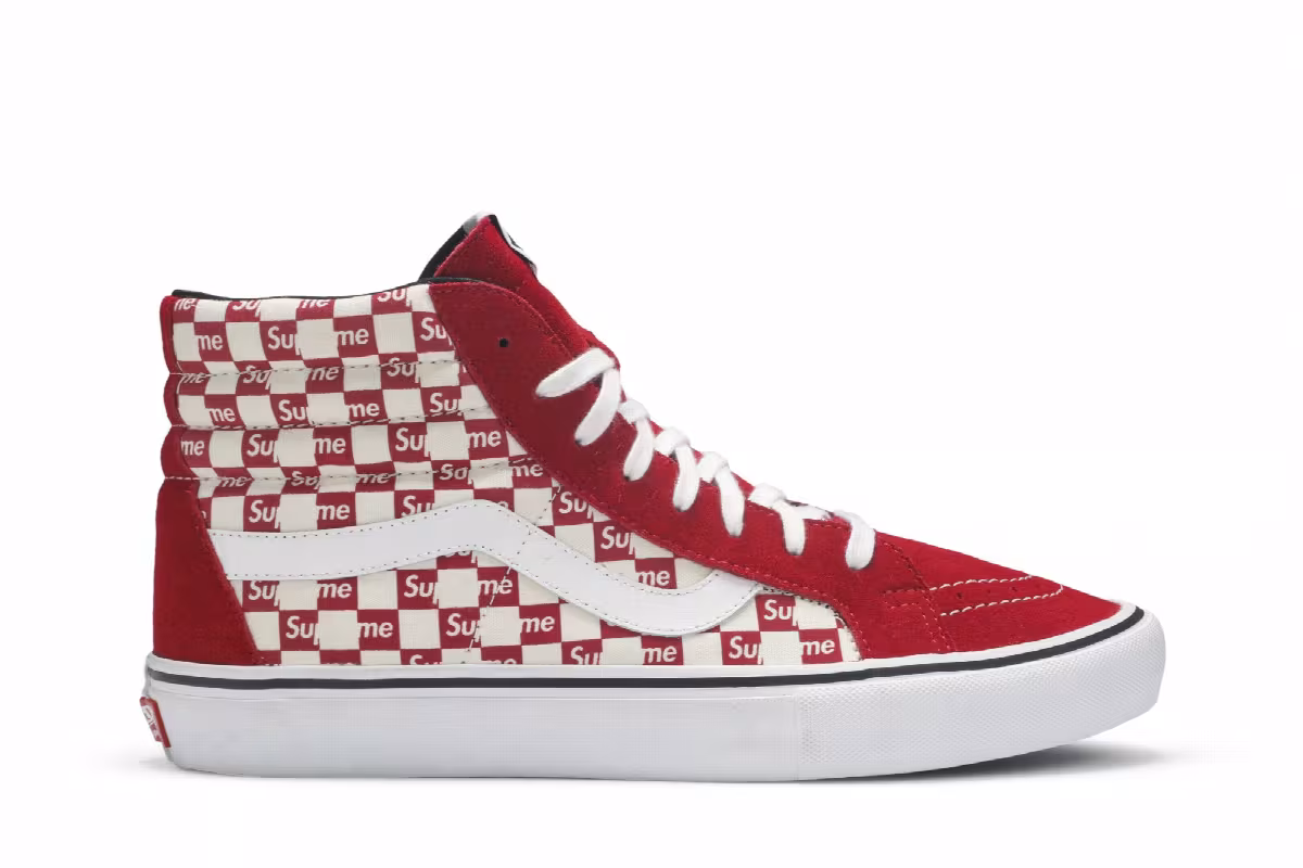 Supreme x Vans Sk8-Hi Pro Checkered Red, view 2